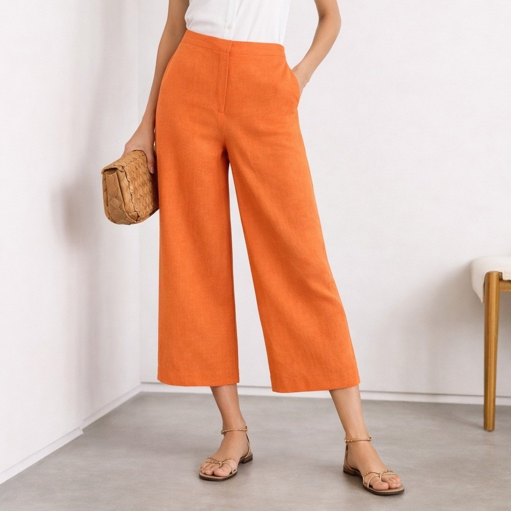 KOOKAÏ Orange Wide Leg Pants Women's Size 36 EU Tailored Trousers - Picture 1 of 12